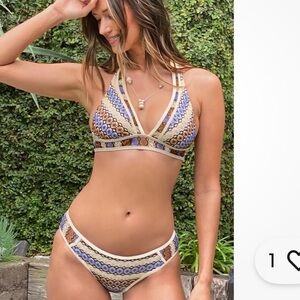 Becca driftwood halter bikini set with sarong NWT